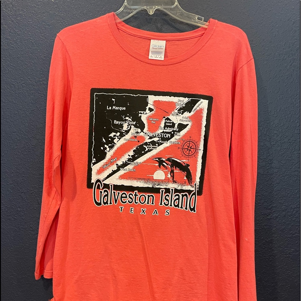 Galveston, TX Map Long Sleeve Tee